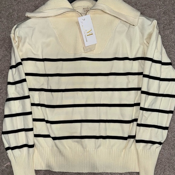 Mylo on Second (Hem and Thread) Striped Sweater - Cream and Black - Picture 3 of 3